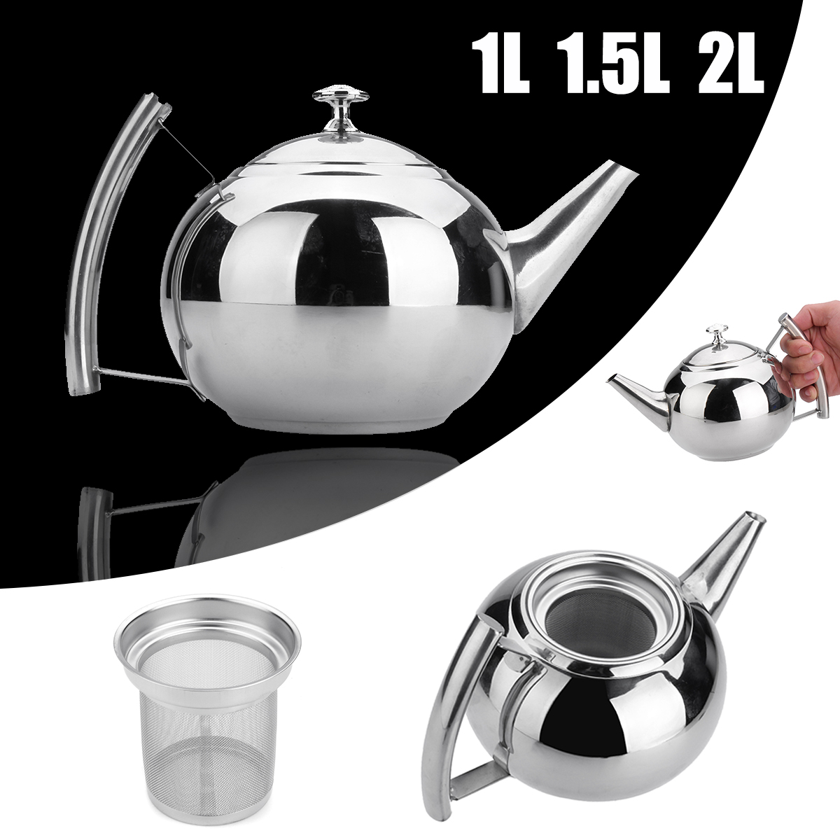 TEMPSA 2L Théière en acier inoxydable Teapot Cafétière Passoir Filtre