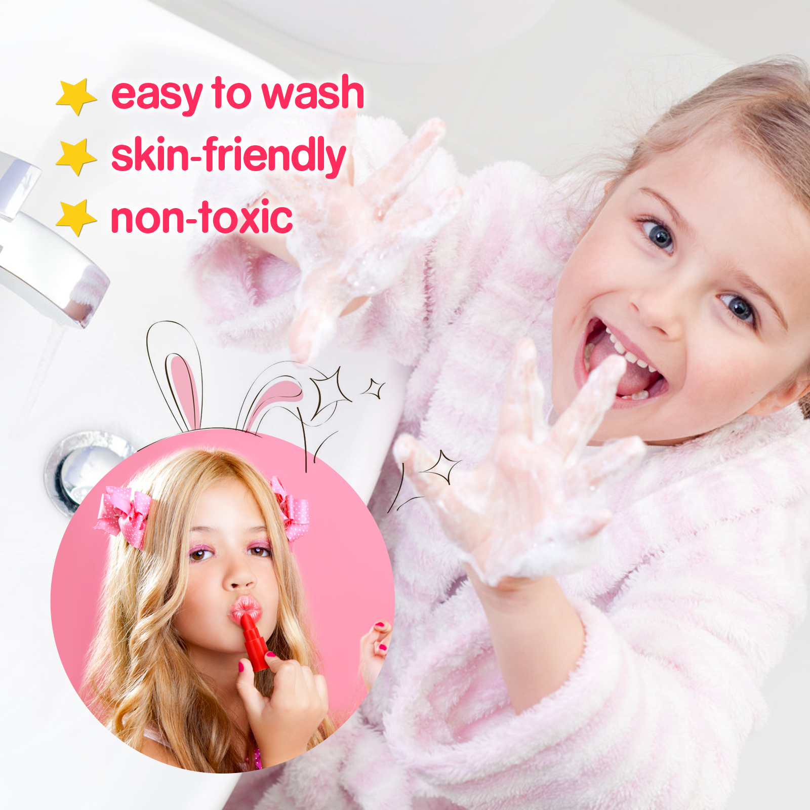 Makeup Girls Toy 20 Pcs Washable Kids Makeup Kit for Girls Non Toxic Make  Up Set Little Girls Makeup Kit for Toddler Children Princess Gift Toys Set