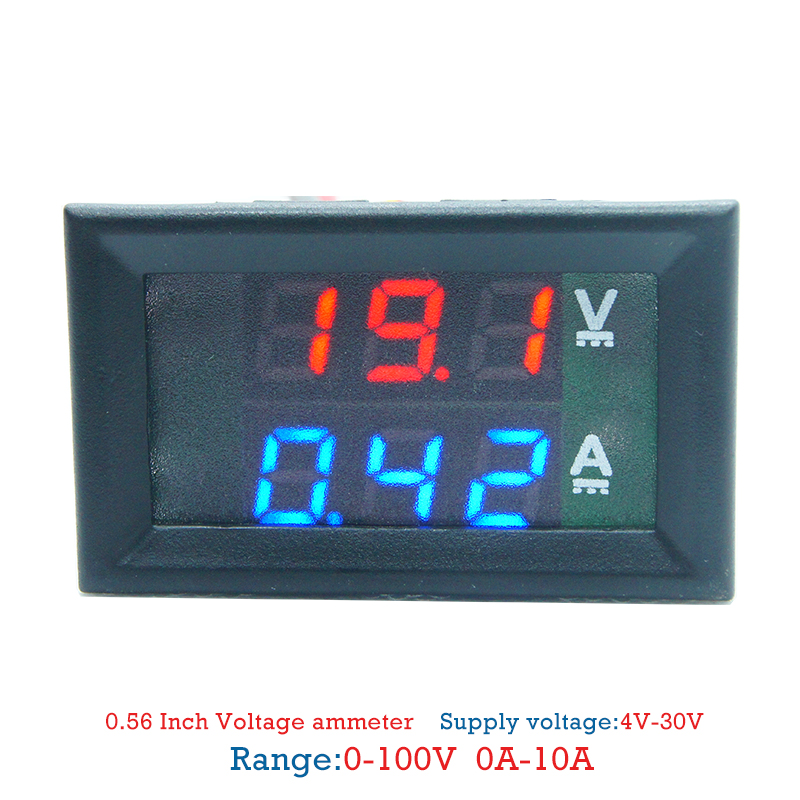 DC 100V 10A MiNi Voltmètre ampèremètre Panel Volt Gauge Double LED