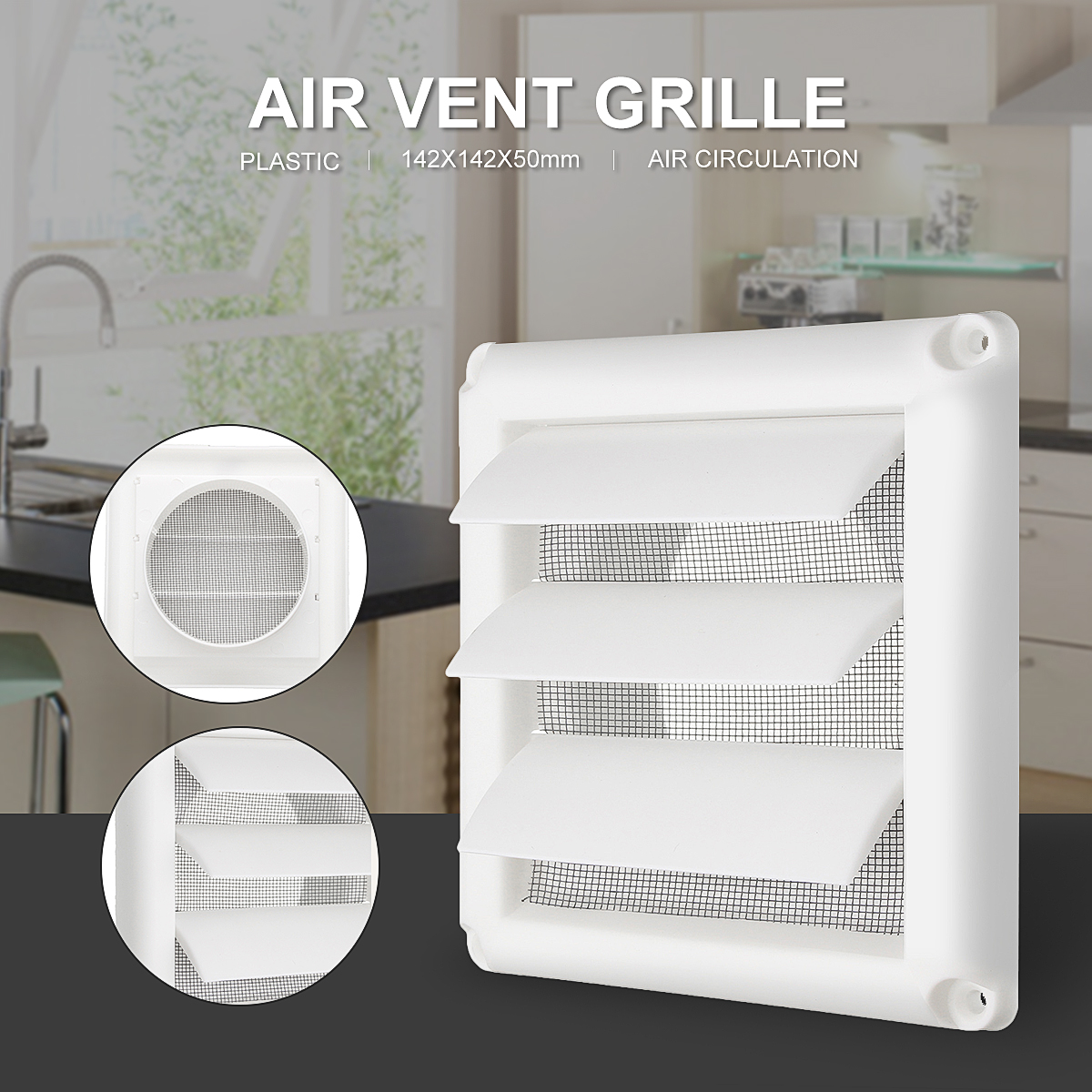 Generic 142x142x50mm Plastic Air Vent Grille Cover Indoor Outdoor Ve