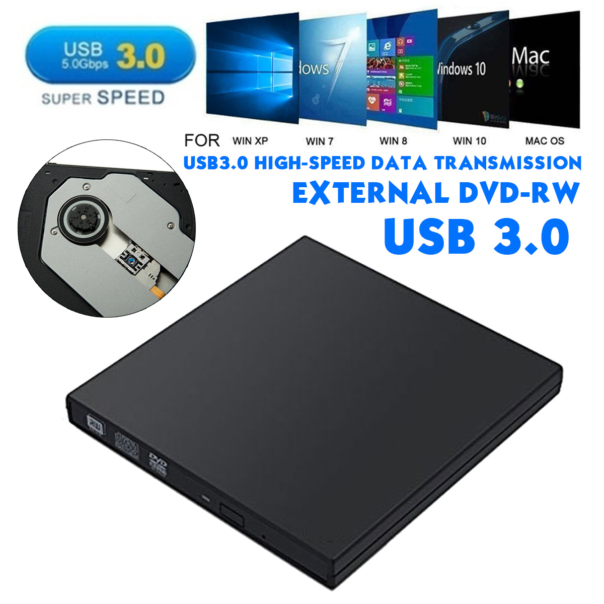 Bảng giá Đầu Đọc DVD Ngoài Mỏng USB 3.0 Di Động Hộp Ghi Ổ Đĩa ROM CD DVD RW, DVD-RW Ngoài Di Động Phong Vũ