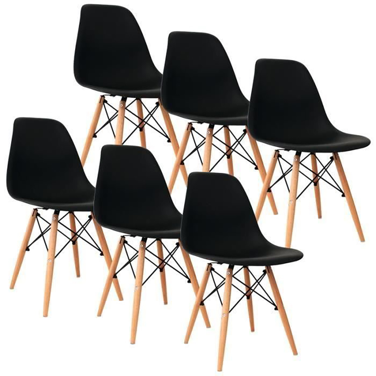 Chaises design scandinave Lot de 6 Noir Plastique polypropylène