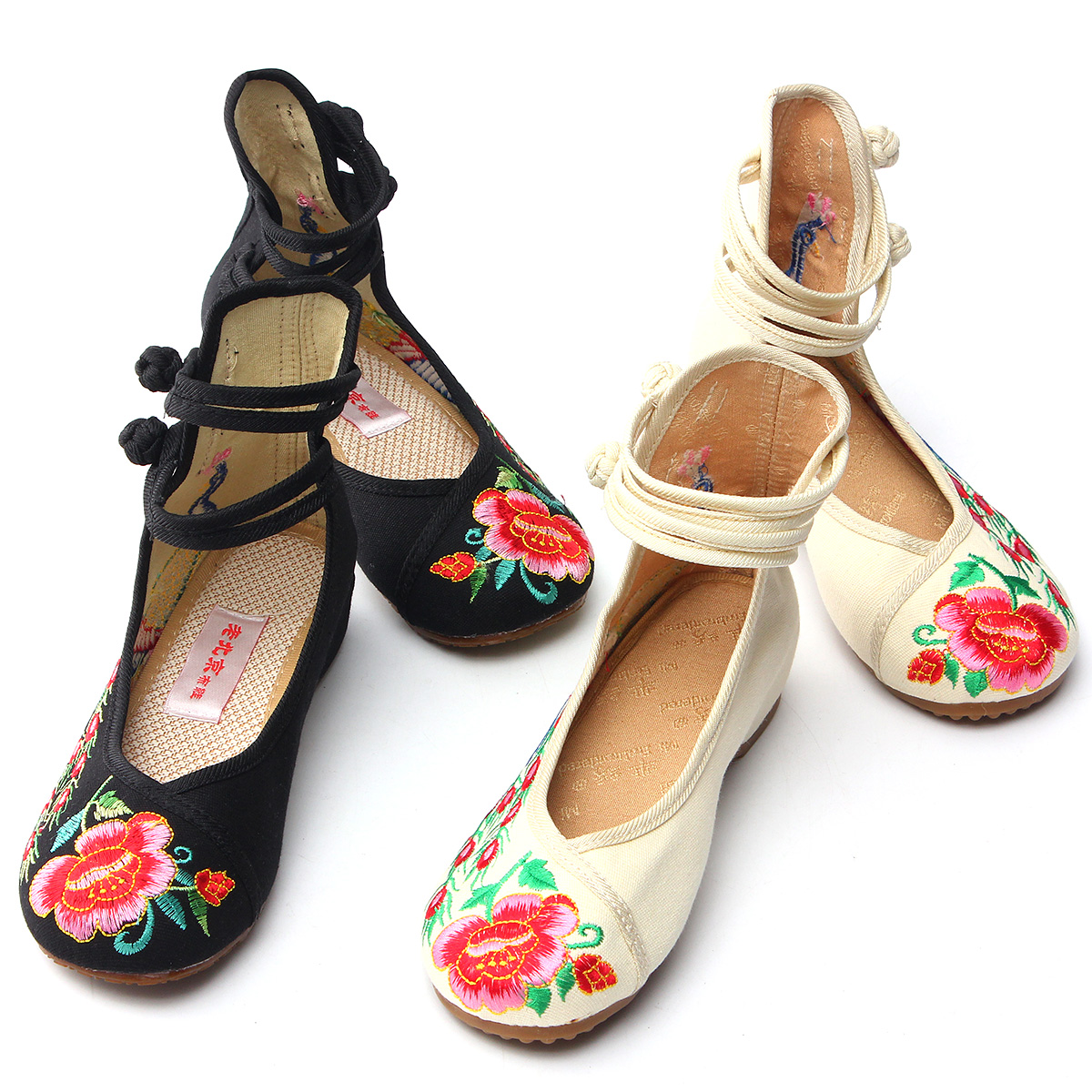 Ballerines Plates Chinois Femmes Souple Fleur Noir Achat / Vente