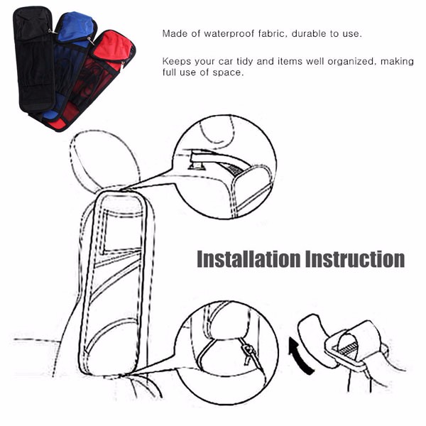 Car Seat Side Back Storage Vehicle Multi Pocket Holder Organizer String Bar