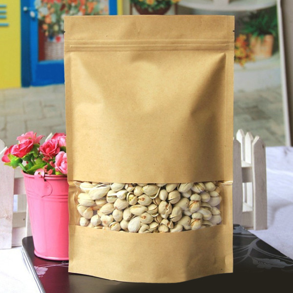 Kraft Paper Bags Packaging Stand Up With Zipper for Food Storage 140x200mm