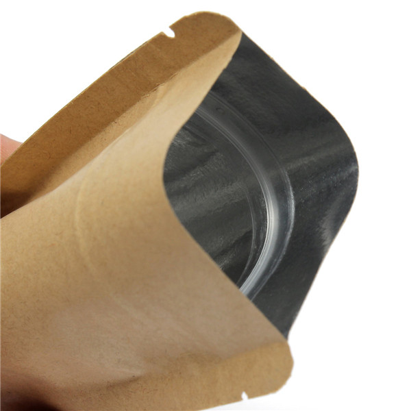 Kraft Paper Bags Aluminum Foil Packaging Stand Up With Zipper for Food Storage 90x140mm