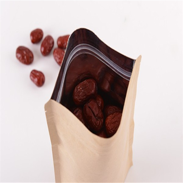 Kraft Paper Bags Aluminum Foil Packaging Stand Up With Zipper for Food Storage 90x140mm