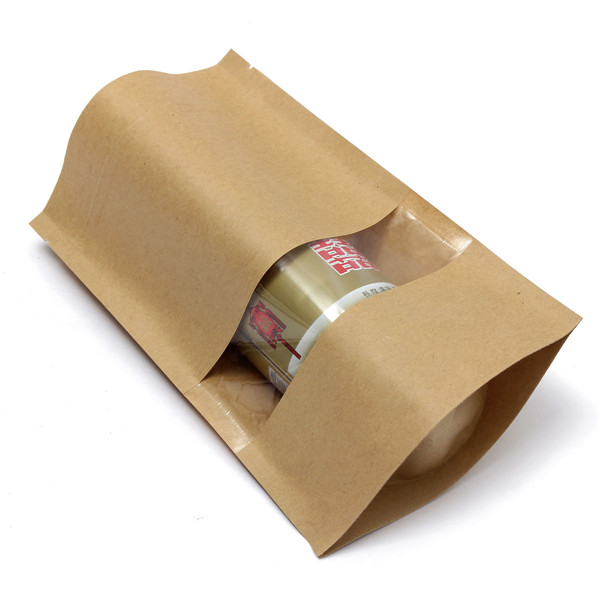 Kraft Paper Bags Packaging Stand Up With Zipper for Food Storage 160 x 220mm