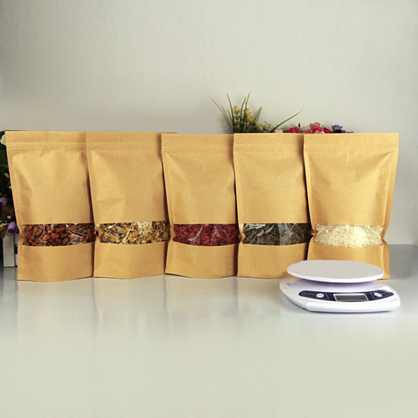 Kraft Paper Bags Packaging Stand Up With Zipper for Food Storage 160 x 220mm