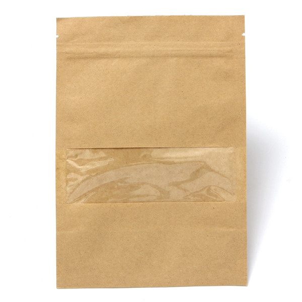Kraft Paper Bags Packaging Stand Up With Zipper for Food Storage 140x200mm
