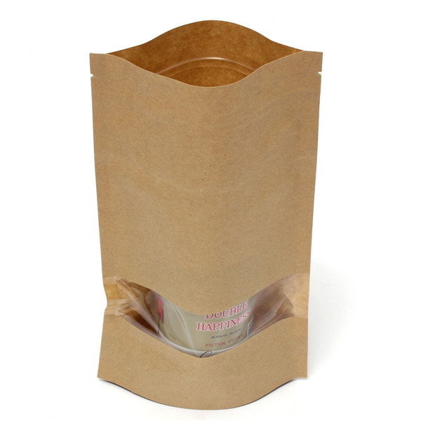 Kraft Paper Bags Packaging Stand Up With Zipper for Food Storage 160 x 260mm