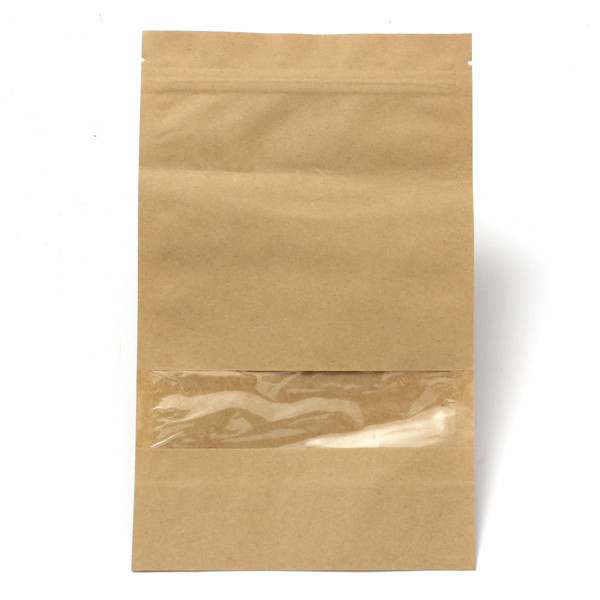 Kraft Paper Bags Packaging Stand Up With Zipper for Food Storage 160 x 260mm