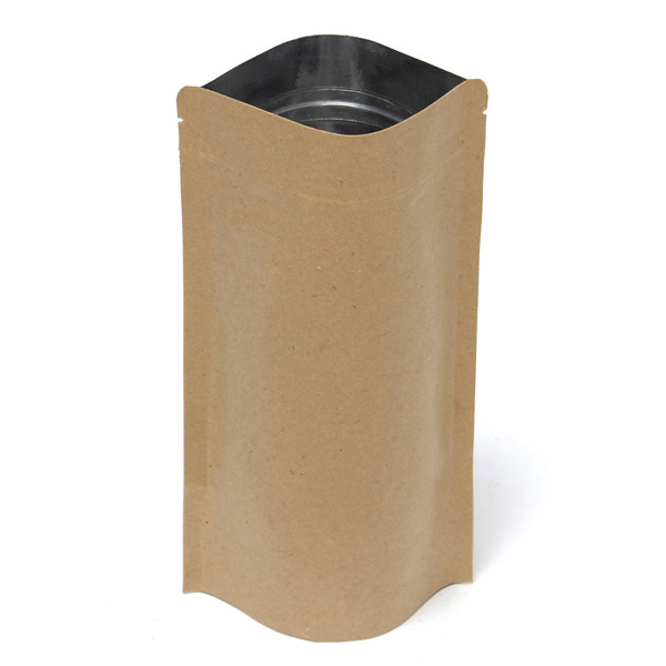 Kraft Paper Bags Aluminum Foil Packaging Stand Up With Zipper for Food Storage 180x300mm