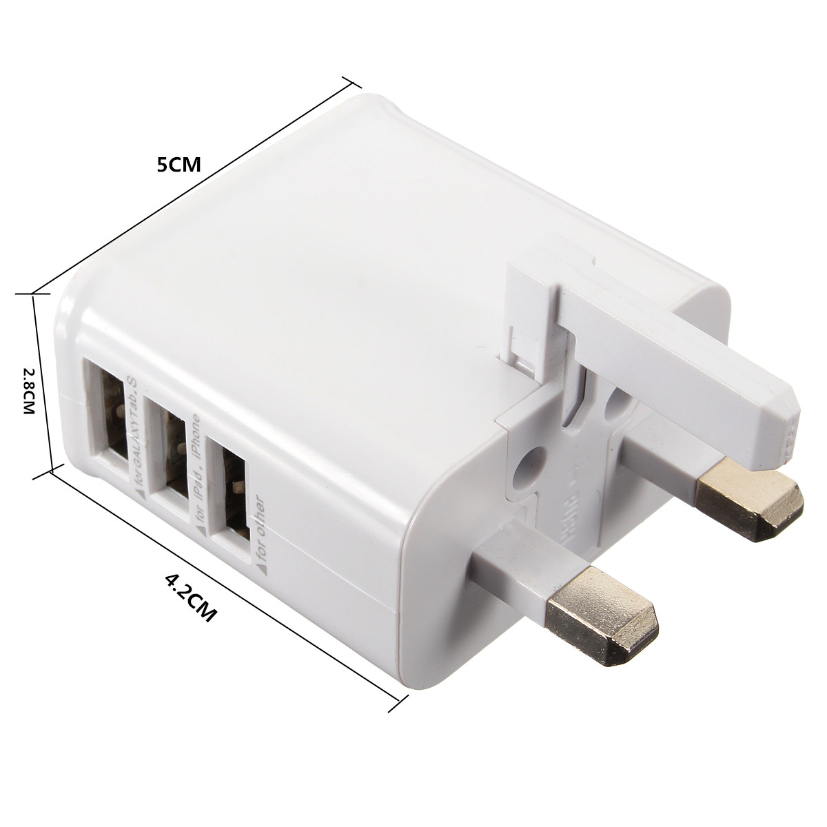 Universal UK Plug 3 USB Port 5V/3A Travel Wall Charger Adapter for Samsung LG iPhone