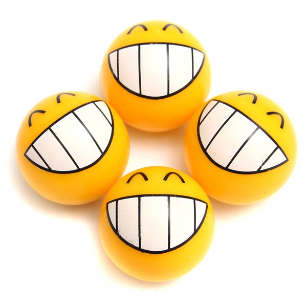 4 Pcs Smile Face Expression Car Tire Tyre Dust Stem Air Valve Caps