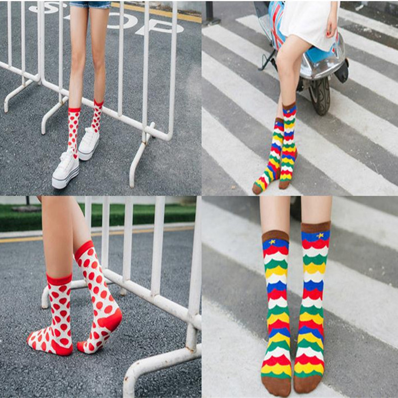 Women Girl Cotton Cute Fox Astronaut Sword Pattern Cartoon High Socks Hosiery Stockings