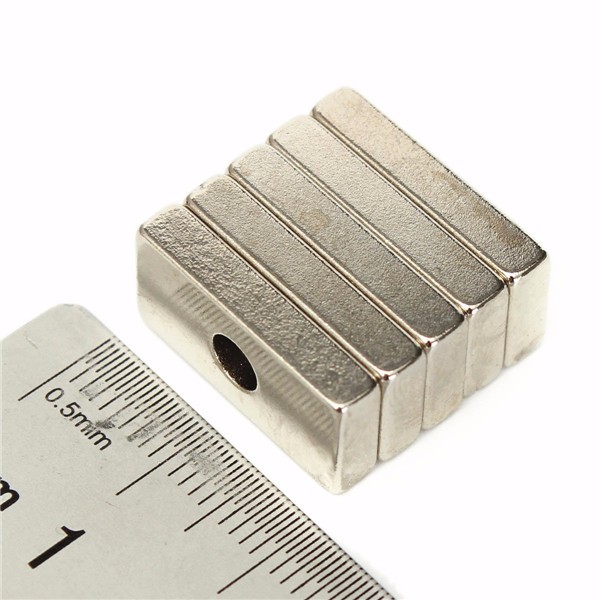 5pcs 20x10x4mm N35 Strong Cuboid Magnets Rare Earth Neodymium Magnets With 4mm Hole