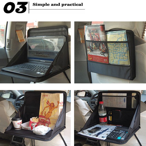 Car Laptop Desk Car Rear Seat Computer Multifunctional Oxford Cloth Folding Holder Bag