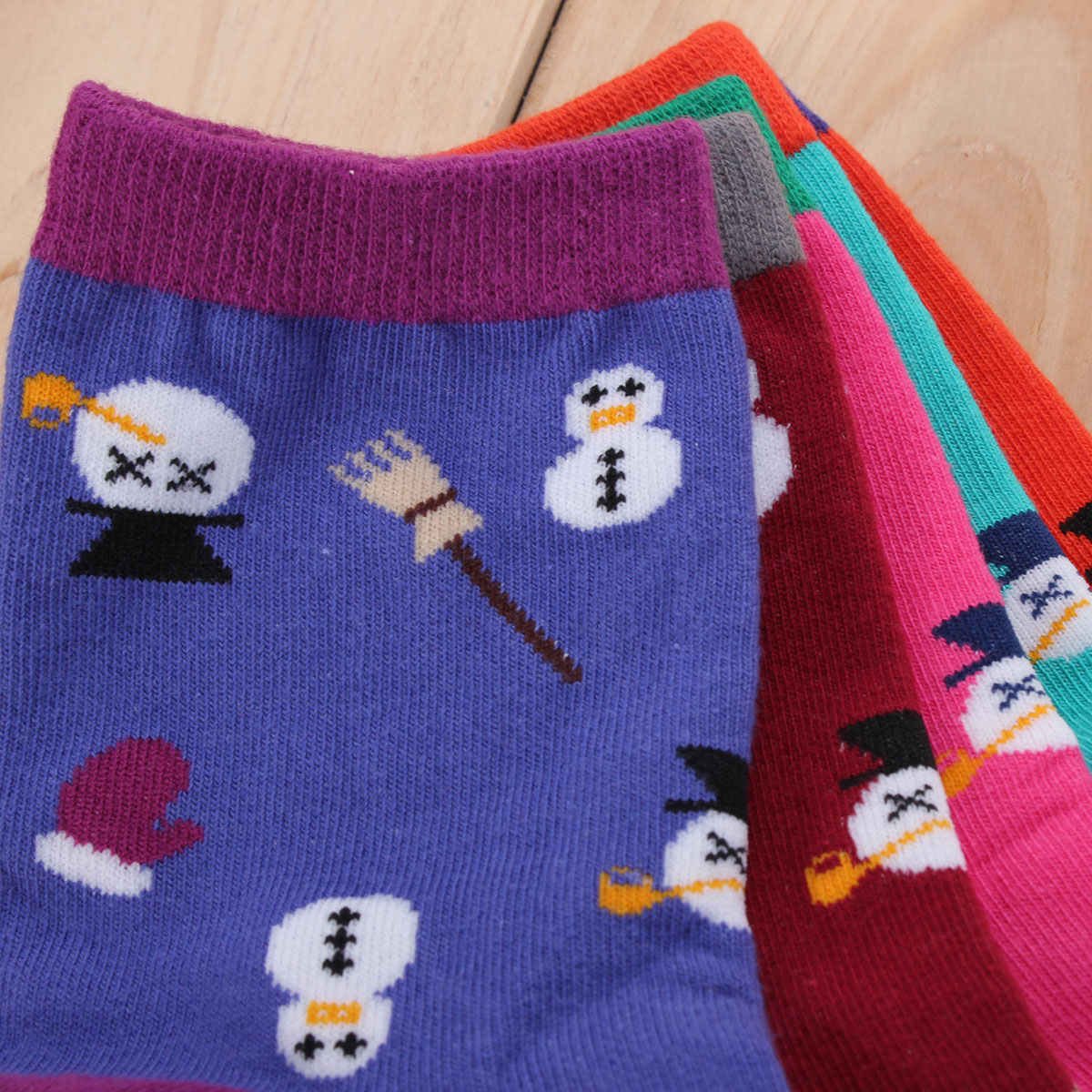 Women Girl Christmas Series Snowman Cotton Cute Casual Soft Socks Hosiery