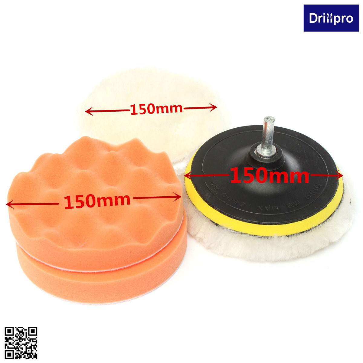 Drillpro 6 Inch(150mm)  Polishing Buffing Pad for Car Polishing with Drill Adapter - M14