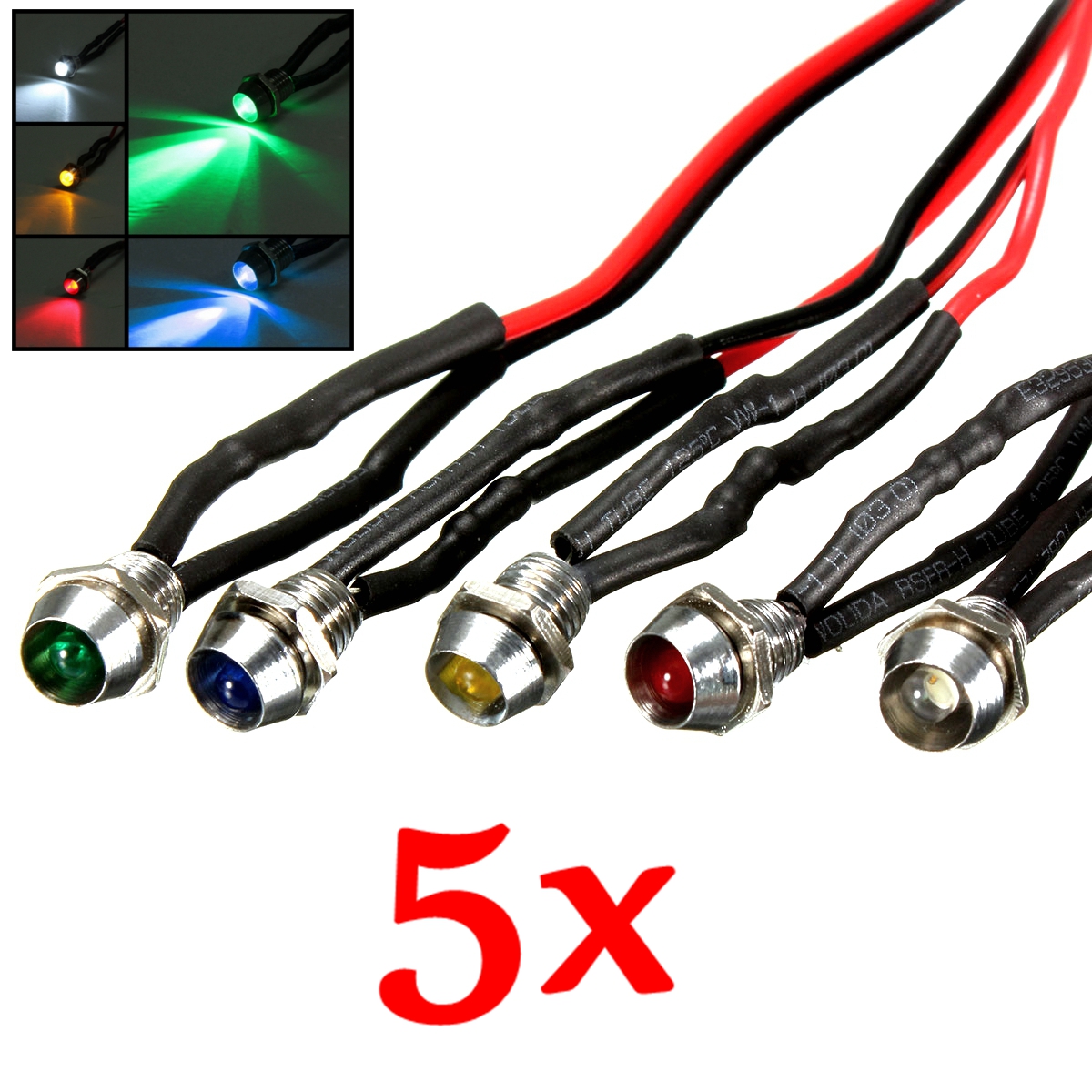 5x Lumière Compteur 6mm 12v Voiture Feu Voyant Led Borne Tableau n0P8Owk