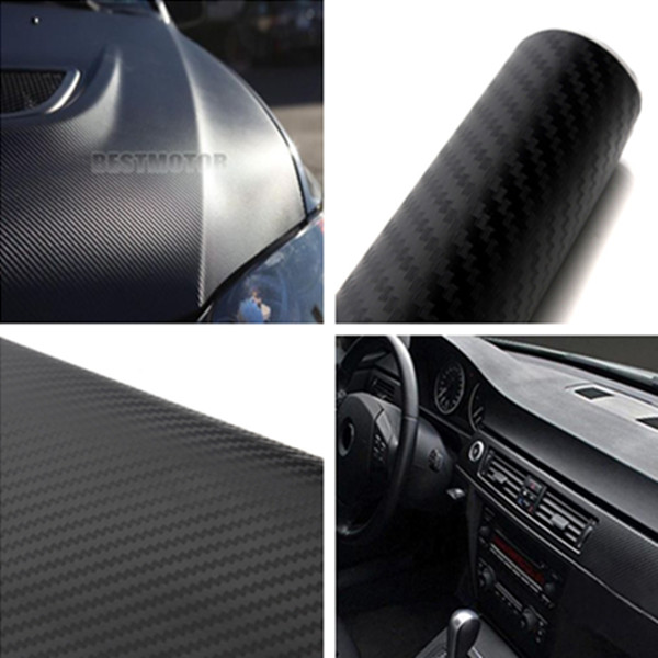 Film Vinyle Autocollant En Fibre De Carbone Noir Brillant, Sans Bulles Avec Technologie De Libération D'air, Parfait Pour La Protection Extérieure Et Intérieure De Voitures, 1,5 X 0,3 M