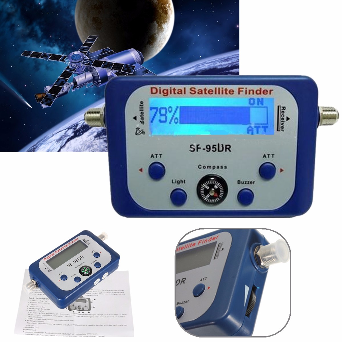 U Digital LCD Satellite Mesure signal Finder Directv Dish avec Boussole