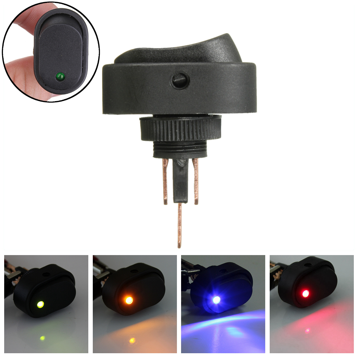 Lot De 3 Interrupteurs à Bascule 12V 20A étanches - ON/OFF/ON, 6 Broches, LED Bleue - Pour Voiture, Bateau, Camping-car