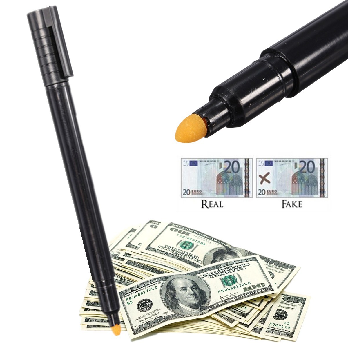 Lot De 10 Stylos Détecteur De Faux Billets - Vérificateur Euros, Encre à Base D'Eau, Détection Rapide Pour Commerces, Banques