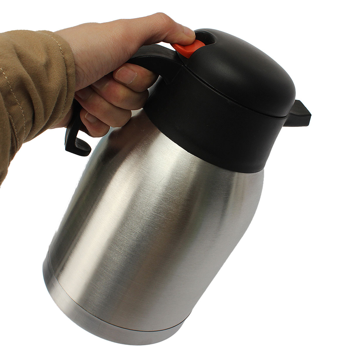 Pot à Café Isolé 2L En Acier Inoxydable Double Paroi - Thermos Pour Café, Thé, Jus - Avec Bec Verseur Et Couvercle - Coloris Or