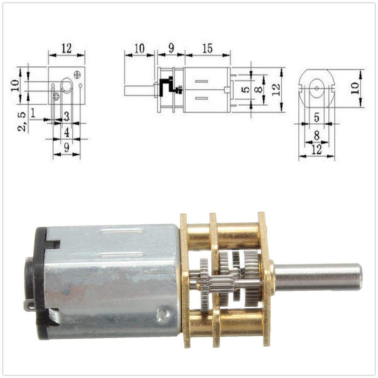 N20 DC6V 100RPM Gear Motor Miniature High Torque Gear Box Motor