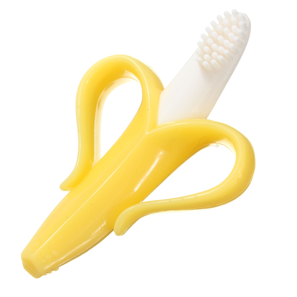 Banana Brush Baby Soft Chewable Silicone Toothbrush and Teether Without ...