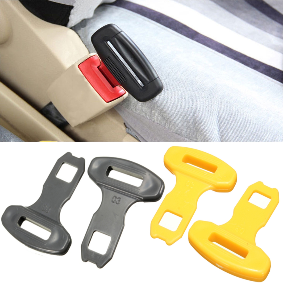 NEUFU 2Pcs Boucle Ceinture de Sécurité Voiture Universel en Plastique Noir Cdiscount Auto