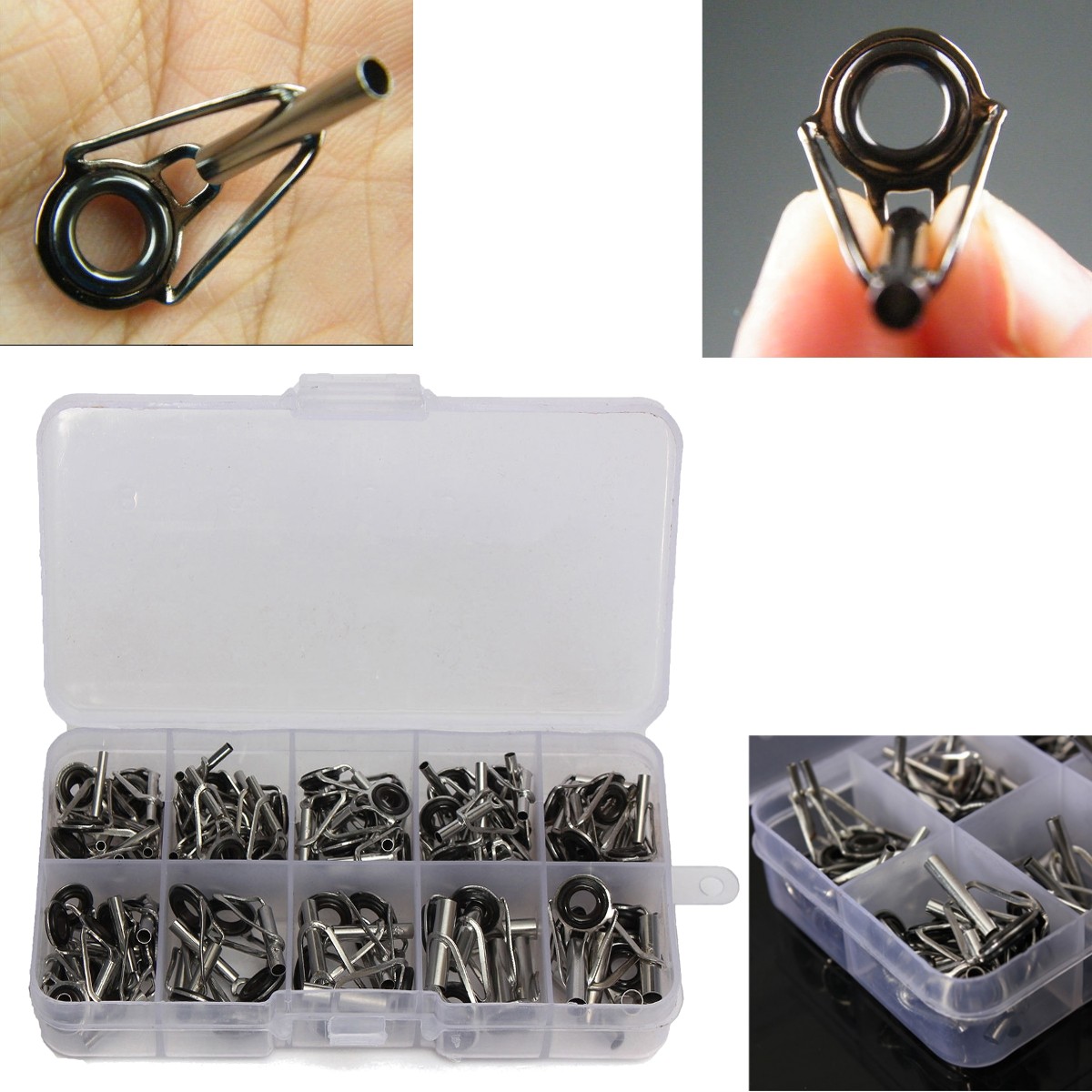 Kit Réparation Canne à Pêche 80 Pièces : Anneaux Guide Et Embouts En Acier Inox & Céramique - 10 Tailles Incluses