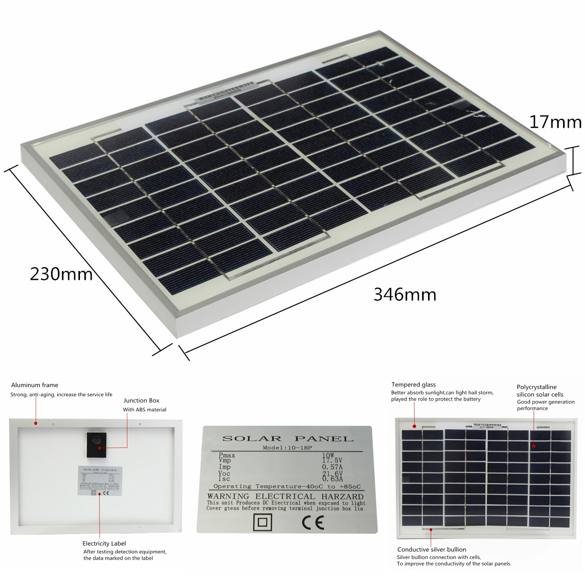 Panneau Solaire 10w Pour Quelle Batterie TEMPSA 12v 10w Silicium Polycristallin Panneaux Solaires - Achat