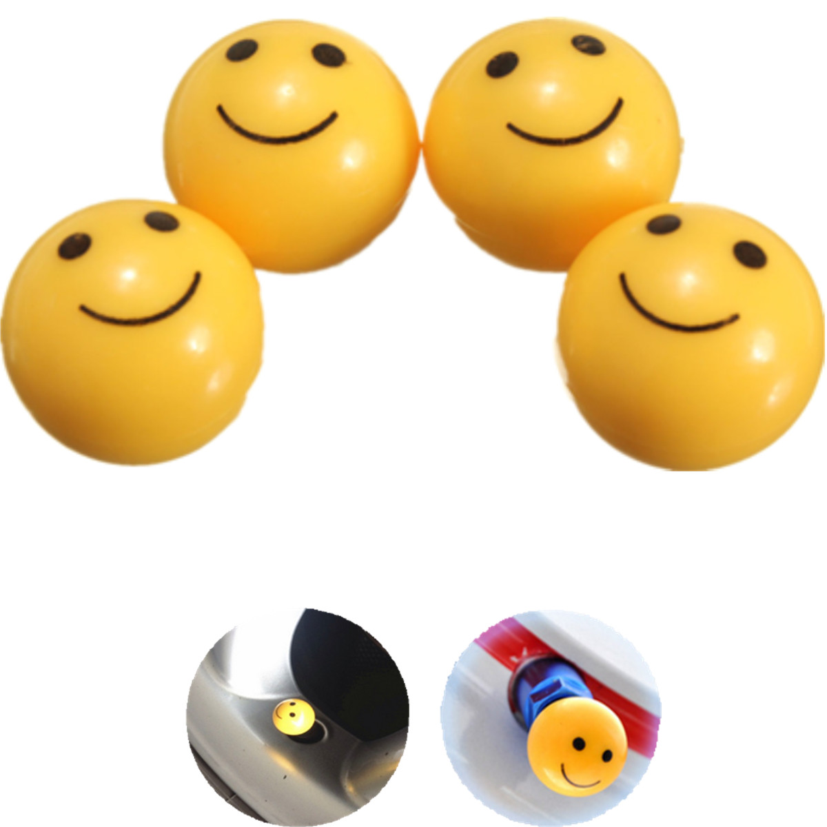 4pcs Smile Face Motorcycle Tire Valve Wheel Tyre Caps Dust Covers