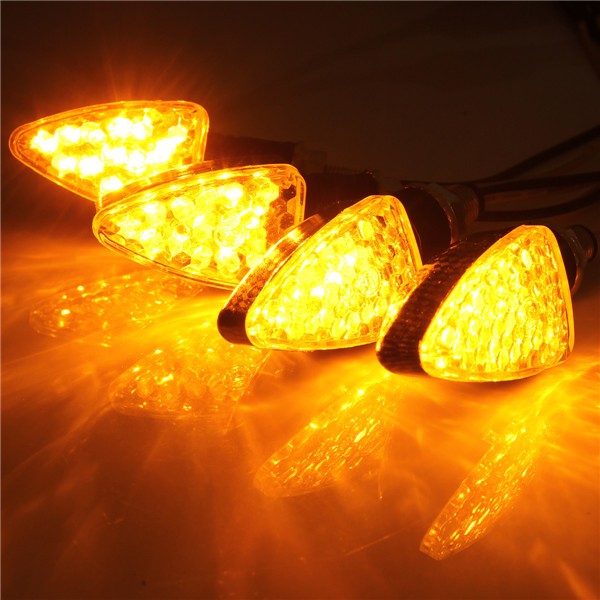 4pcs E-Mark Motorcycle Turn Signal 15 LED Indicators Light Bulb Carbon