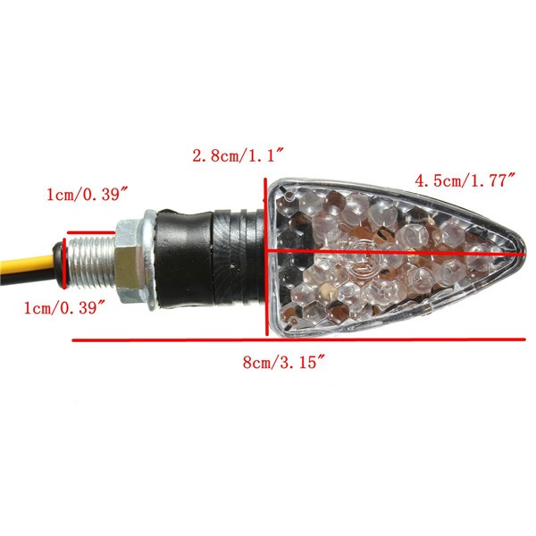 4pcs E-Mark Motorcycle Turn Signal 15 LED Indicators Light Bulb Carbon