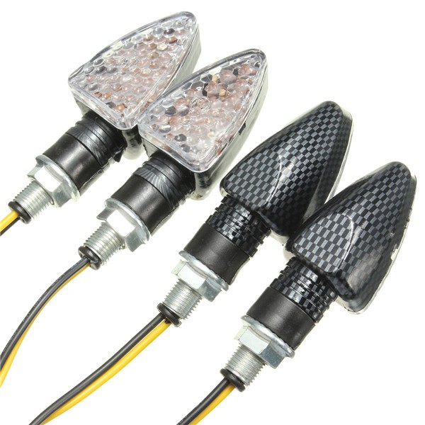4pcs E-Mark Motorcycle Turn Signal 15 LED Indicators Light Bulb Carbon