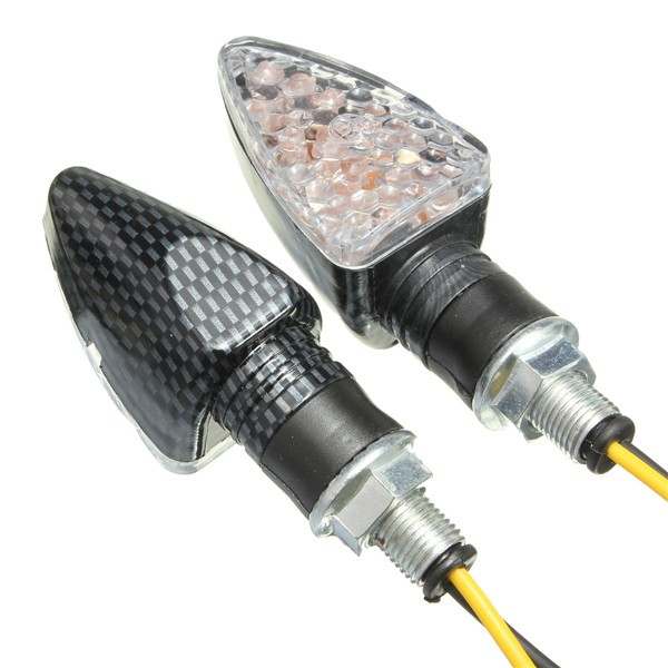 4pcs E-Mark Motorcycle Turn Signal 15 LED Indicators Light Bulb Carbon