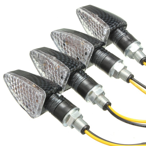 4pcs E-Mark Motorcycle Turn Signal 15 LED Indicators Light Bulb Carbon