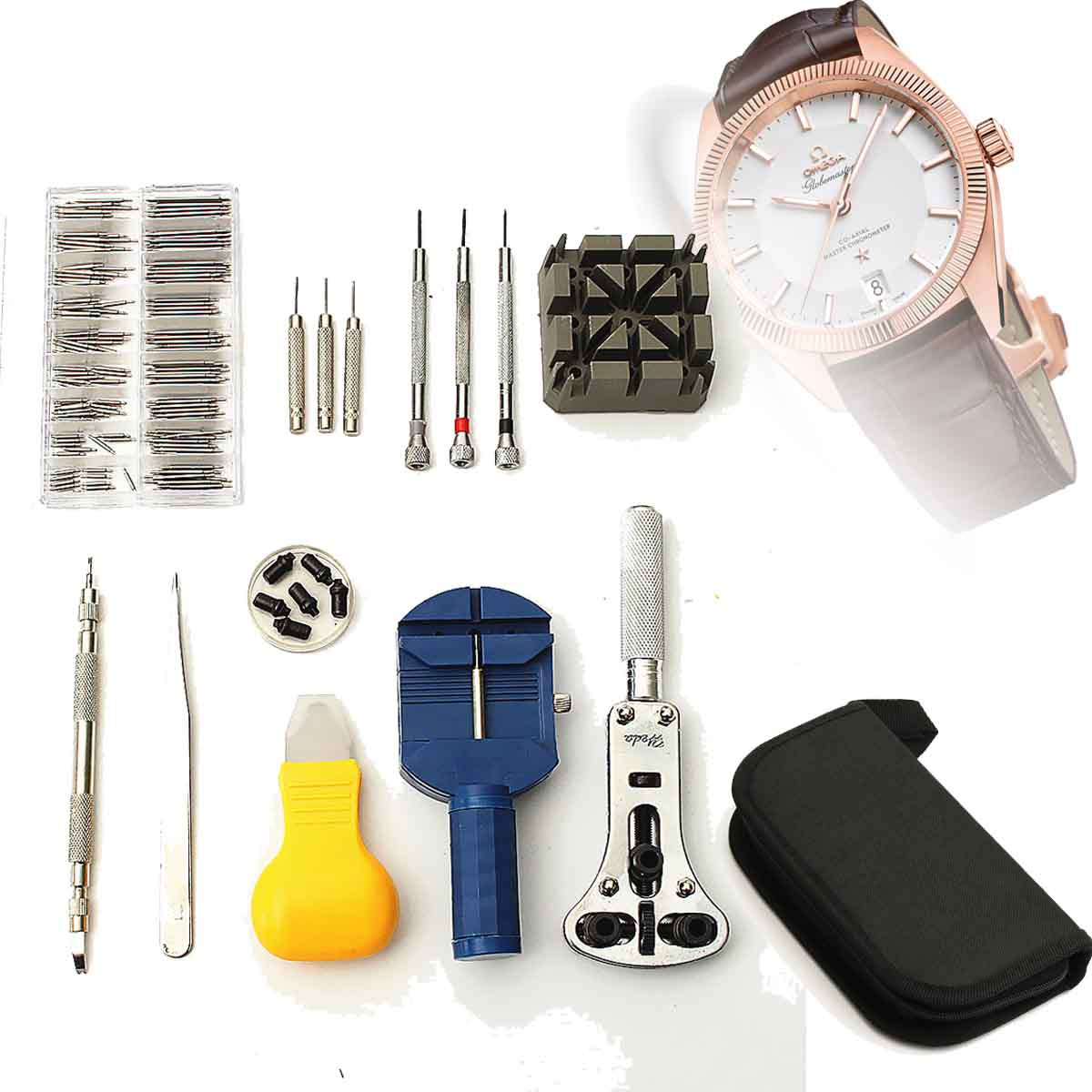 Kit Horloger H.May 185 Pièces – Réparation Montres, étui Nylon, Outils Professionnels