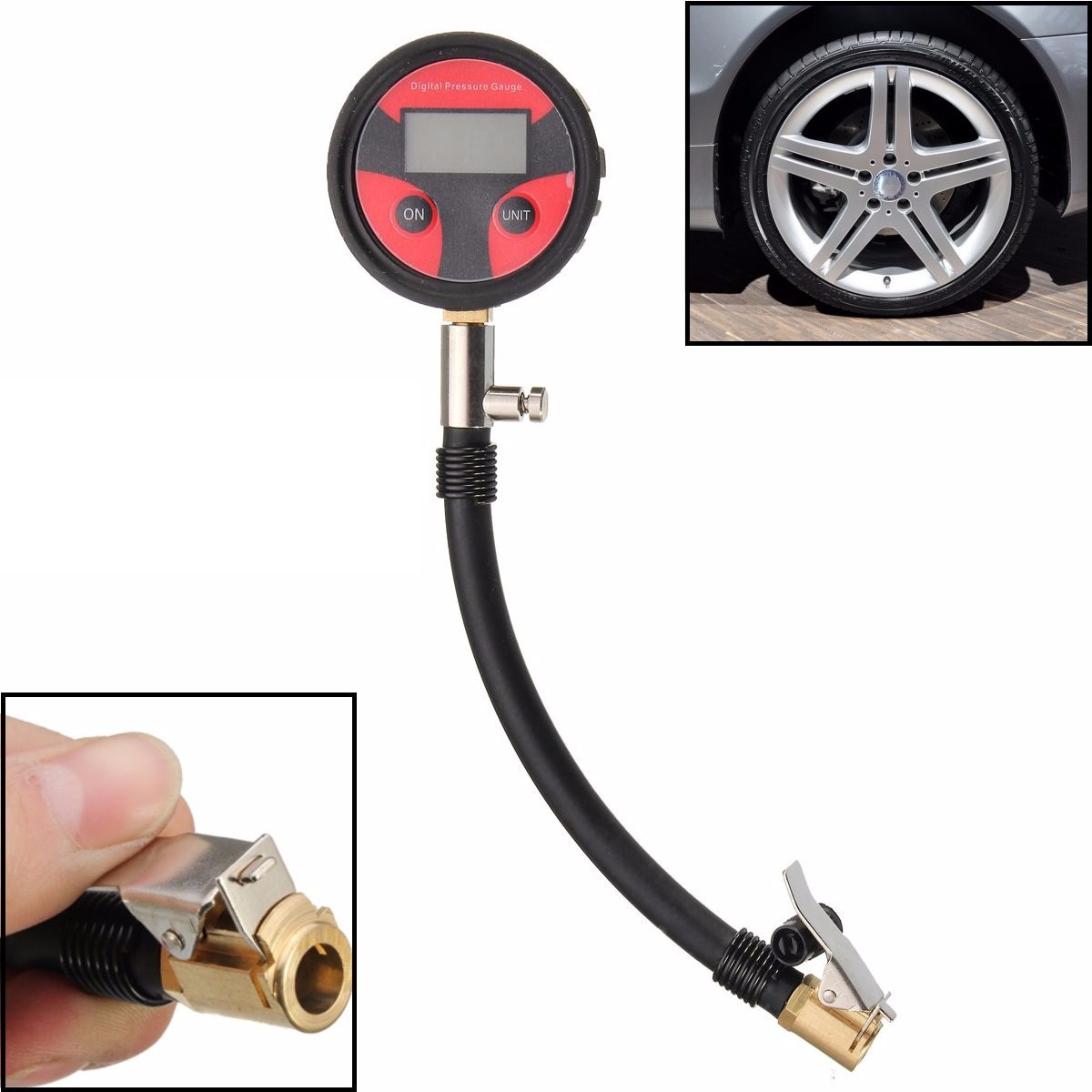 Testeur numérique de manomètre de pneu de voiture avec écran LCD, 200 Testeur numérique de manomètre de pneu de voiture avec écran LCD, 200