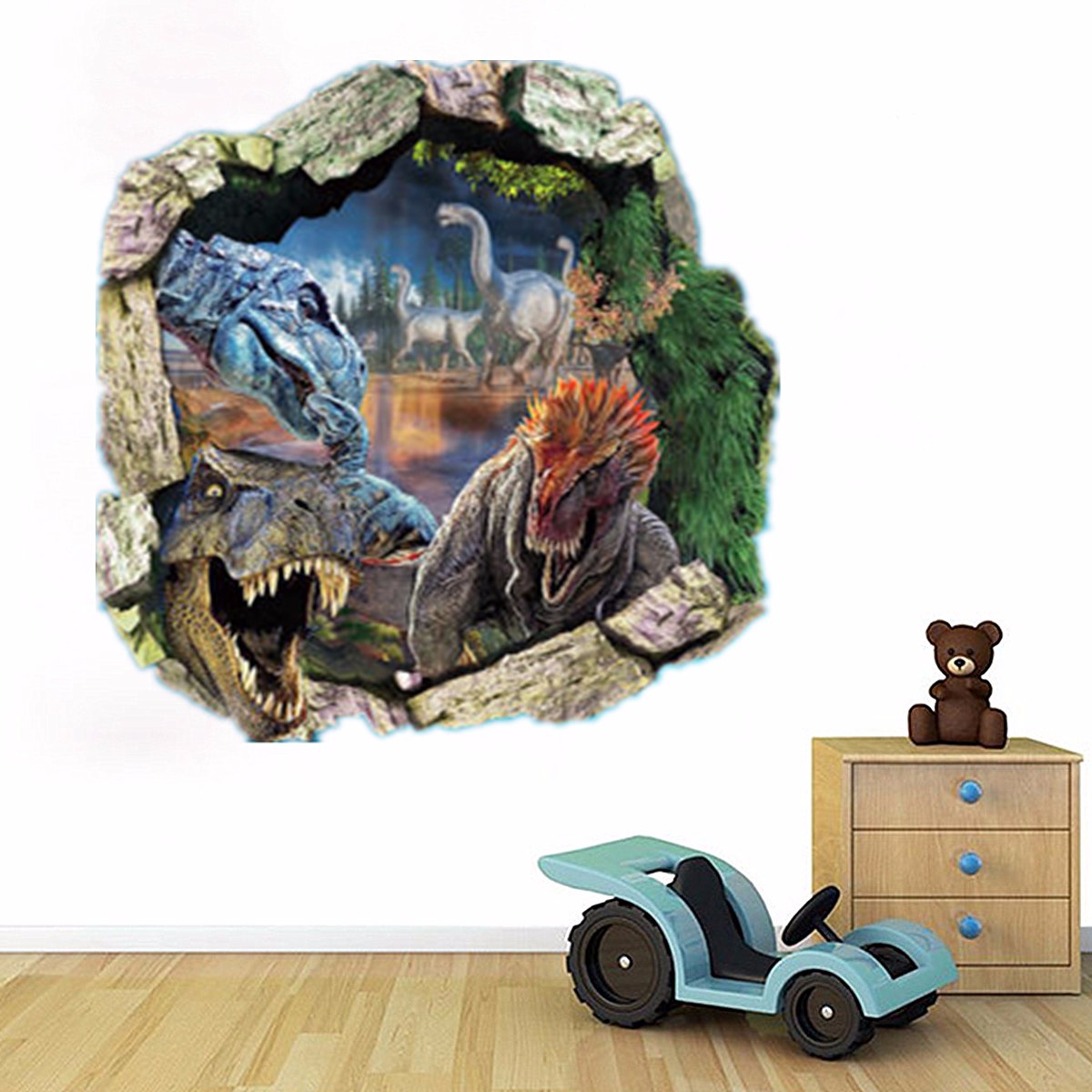 3D Stickers Jurassic Park TRex Dinosaure Mural Autocollant Mural