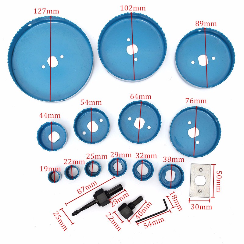 13PCS Hole Saw Cutting Set Kit 19-127mm Wood Metal Alloys | 11street ...