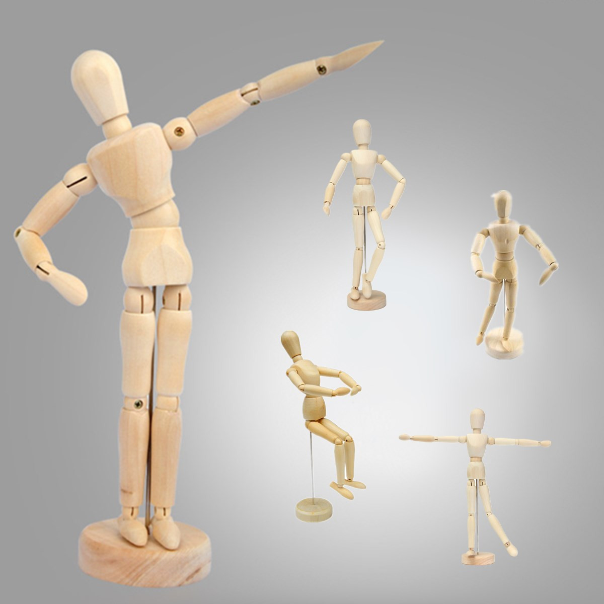 Wooden Figure 12” Unisex Manikin Mannequin Human Artist Drawing