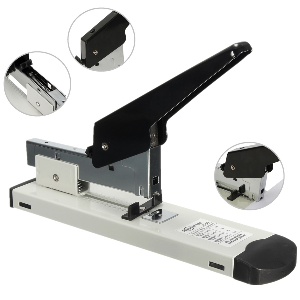 Agrafeuse Robust CHUANGRUN - Mode Plat Et Chevalet, Capacité 60 Feuilles - Pour Bureau Et Maison