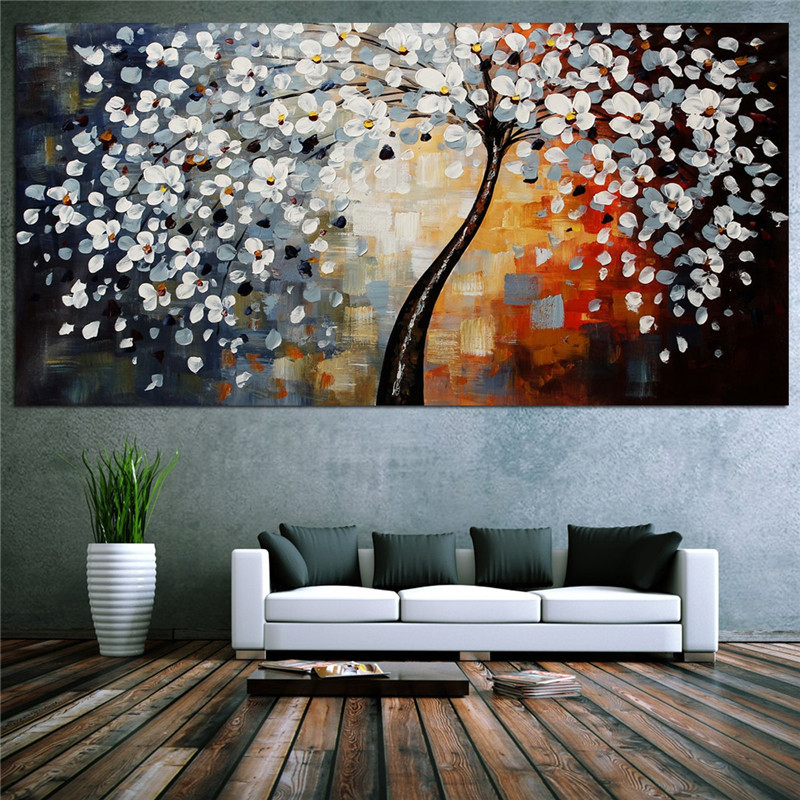 TEMPSA Tableau  Peinture  Huile Arbre De Fleur Toile 