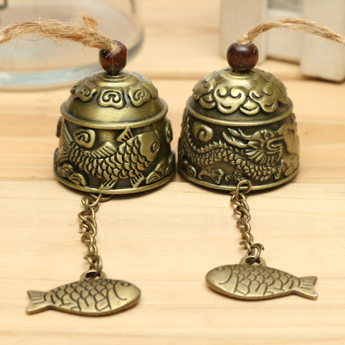 Chinese Fish Feng Shui Bell Blessing Good Luck Fortune Hanging Image