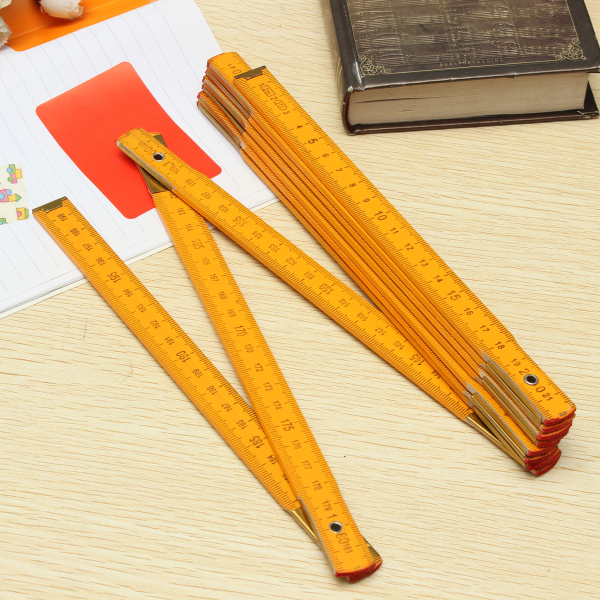 2m Folding Wooden Ruler Measuring Meter Tape Measure Tool For Builder ...